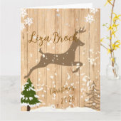 Personalized doe Christmas bauble wooden backgroun Karte (Gelbe Blume)