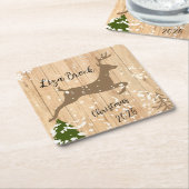 Personalized doe Christmas bauble wooden backgroun Rechteckiger Pappuntersetzer (angewinkelt)