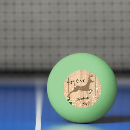 Personalized doe Christmas bauble wooden backgroun Tischtennisball (Netto)