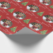 Personalized Dog and Family Photo Christmas Tree Geschenkpapier (Ecke)