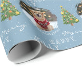 Personalized Dog and Family Photo Christmas Tree Geschenkpapier (Rolleneckpunkt)