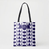 Personalized Dog Bone Pattern Navy White Modern Tasche (Vorderseite)