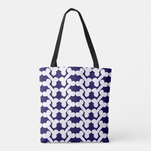 Personalized Dog Bone Pattern Navy White Modern Tasche (Rückseite)