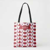 Personalized Dog Bone Pattern Red White Modern  Tasche (Vorderseite)