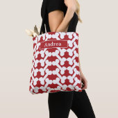 Personalized Dog Bone Pattern Red White Modern  Tasche (Von Nahem)