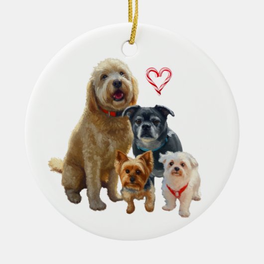 Personalized Dog Drawing Keramik Ornament (Vorne)
