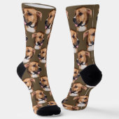 Personalized dog face photo Brown Cute Fun Pet Socken (Gewinkelt)