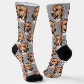 Personalized dog face photo Gray Cute Fun Pet Socken (Gewinkelt)