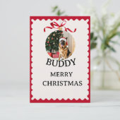 Personalized Dog Merry Christmas Photo Card Einladung (Stehend Vorderseite)