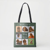 Personalized Dog Mom 8-Photo Collage Sage Green Tasche (Vorderseite)