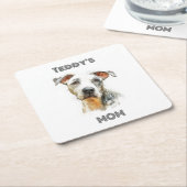 Personalized Dog Mom Paper Coaster | Custom Gift Rechteckiger Pappuntersetzer (angewinkelt)