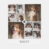 Personalized Dog Photo Collage Paw Print Name Fleecedecke (Vorderseite)