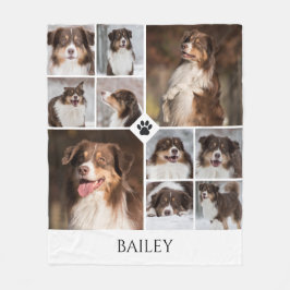 Personalized Dog Photo Collage Paw Print Name Fleecedecke
