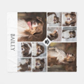 Personalized Dog Photo Collage Paw Print Name Fleecedecke (Vorderseite (Horizontal))