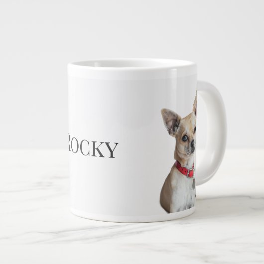 Personalized Dog Photo | Custom Pet Name  Jumbo-Tasse (Vorderseite Rechts)