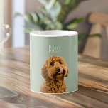Personalized Dog Photo | Custom Pet Name  Kaffeetasse<br><div class="desc">Start every morning with your favorite furry face 🐶 This personalized dog photo mug features your pet’s photo paired with a soft sage green background and a clean, modern name design for a timeless, cozy look. Perfect for coffee, tea, or hot chocolate, this custom mug makes a thoughtful gift for...</div>