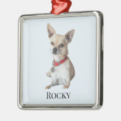 Personalized Dog Photo | Custom Pet Name Ornament Aus Metall (Links)