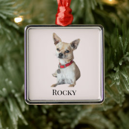 Personalized Dog Photo | Custom Pet Name Ornament Aus Metall