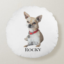 Personalized Dog Photo | Custom Pet Name Rundes Kissen
