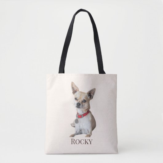 Personalized Dog Photo | Custom Pet Name Tasche (Vorderseite)