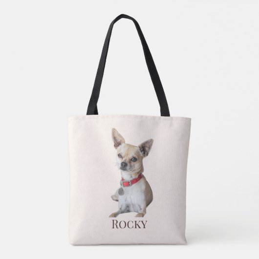 Personalized Dog Photo | Custom Pet Name Tasche (Rückseite)