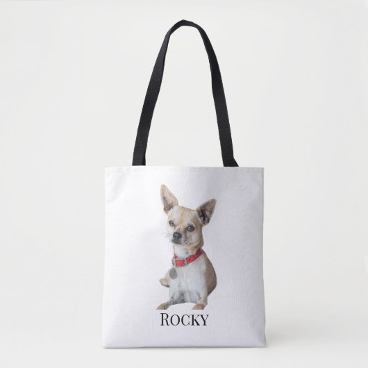 Personalized Dog Photo | Custom Pet Name Tasche (Vorderseite)