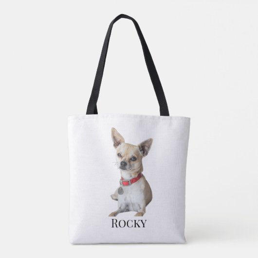 Personalized Dog Photo | Custom Pet Name  Tasche (Rückseite)