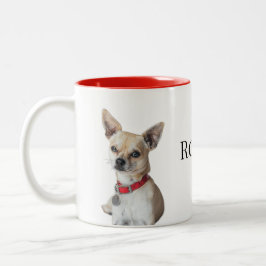 Personalized Dog Photo | Custom Pet Name  Zweifarbige Tasse