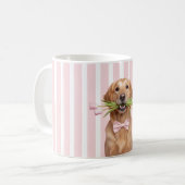Personalized Dog Photo Mug with Flowers Kaffeetasse (Vorderseite Links)