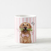 Personalized Dog Photo Mug with Flowers Kaffeetasse (Mittel)