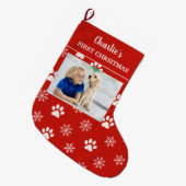 Personalized Dog Photo Name First Christmas Dog Großer Weihnachtsstrumpf (Vorderansicht (hängend))