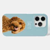 Personalized Dog Photo | Pastel Blue Pet Case-Mate iPhone Hülle (Rückseite (Horizontal))