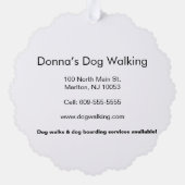 Personalized Dog Walker at Christmas Business Card Ornament Karte (Rückseite)