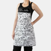 Personalized Dolce Vita Food Pattern Black White Schürze (InSitu)