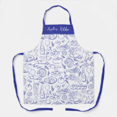 Personalized Dolce Vita Food Pattern Blue Schürze (Vorderseite)