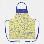 Personalized Dolce Vita Food Pattern Blue Yellow Schürze (Vorderseite)