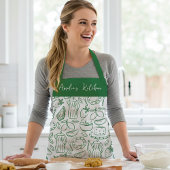 Personalized Dolce Vita Food Pattern Green Schürze