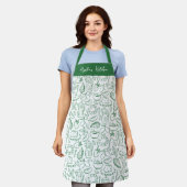 Personalized Dolce Vita Food Pattern Green Schürze (Getragen)