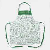 Personalized Dolce Vita Food Pattern Green Schürze (Vorderseite)