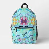 Personalized Dolphin Ocean Life Kids Backpack Name Bedruckter Rucksack (Vorderseite)