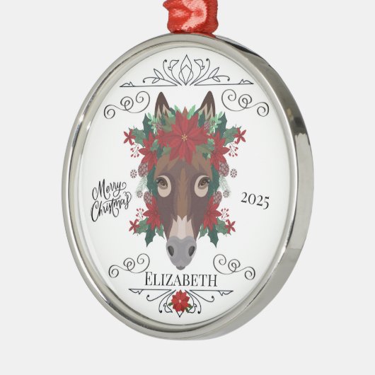 Personalized Donkey Christmas Ornament Keepsake (Links)