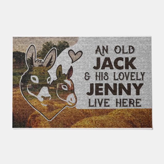 Personalized Donkey Couple Old Jack Lovely Jenny  Fußmatte (Vorderseite)