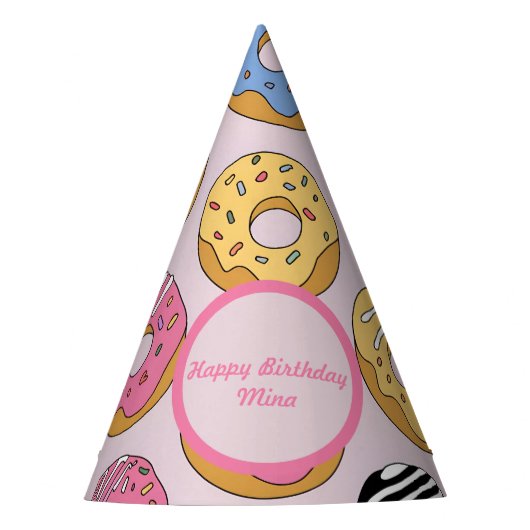 Personalized Donut-Themed Birthday Cone Partyhütchen (Vorderseite)