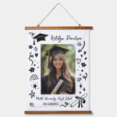 Personalized Doodle Graduation Keepsake Photo Wandteppich Mit Holzrahmen (Vorderseite)