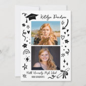 Personalized Doodle Graduation Photo Announcement (Vorderseite)