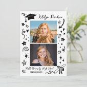 Personalized Doodle Graduation Photo Announcement (Stehend Vorderseite)