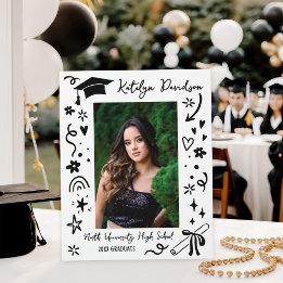 Personalized Doodle Graduation Photo Fotoplatte