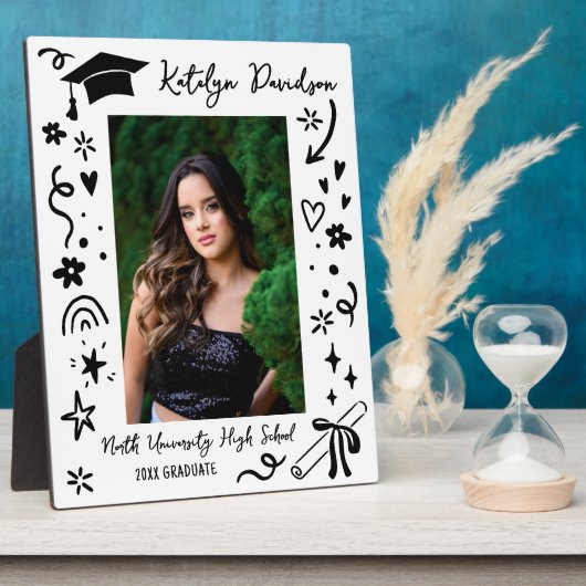 Personalized Doodle Graduation Photo Keepsake Fotoplatte (Seite)