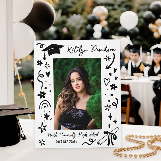 Personalized Doodle Graduation Photo Keepsake Fotoplatte