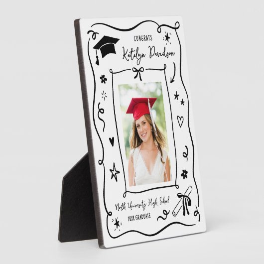 Personalized Doodle Photo Graduation Fotoplatte (Seite)